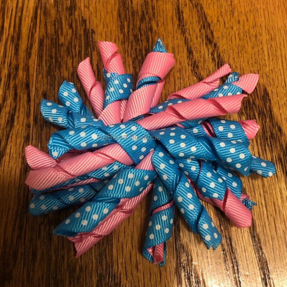 Bright Pink & Blue Korker Bow Handcrafted
